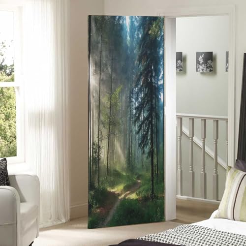 Natural Forest Door Cover Decoration 32 x 79 Inch - Festive Porch Decor