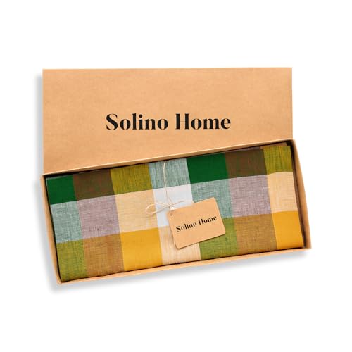 Solino Home 100% Pure Linen Buffalo Check Table Runner 14x144 Fall Check Variation