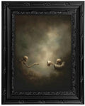 Skeleton Bathroom Wall Art Canvas - Framed 11" x 9" Skeleton Wall Decor - Funny Halloween Restroom Artwork