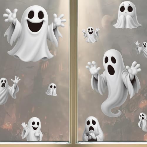 Halloween Window Clings - Funny Ghost Decorations for Party - 2 Sheets (Variation: Halloween06)