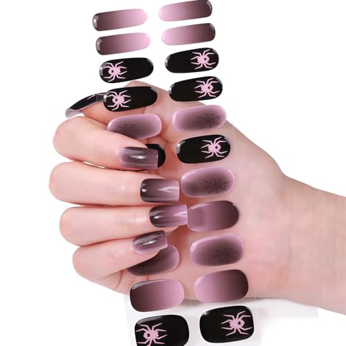Halloween Gel Nail Stickers Set - Spider Web & Spider Design for DIY Manicure - Halloween Variation