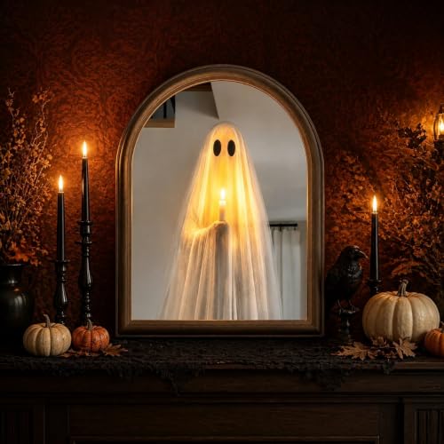 Light Up Ghost Mirror Halloween Decor Wall Mirror 11x13.8 in Indoor