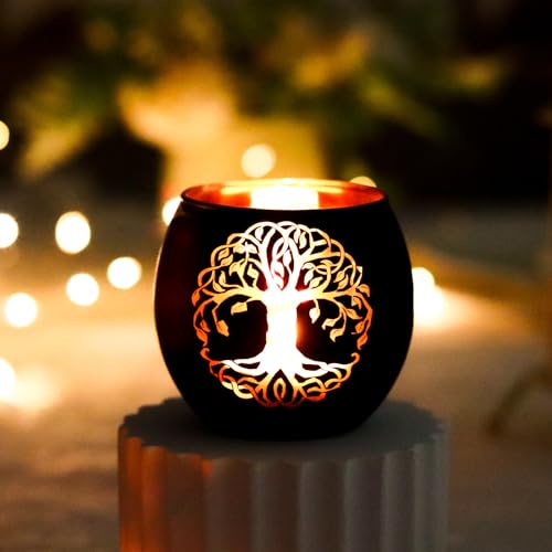 Black Gold Tree of Life Votive Candle Holders Set of 6 - Wedding & Party Decor