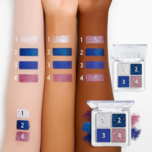Glitter Eyeshadow Palette 4 Colors Sparkle Long Lasting Waterproof Makeup Kit
