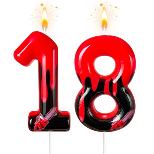 Modern 18 Blood Dripping Number Cake Candle - Horror Halloween Birthday Decoration