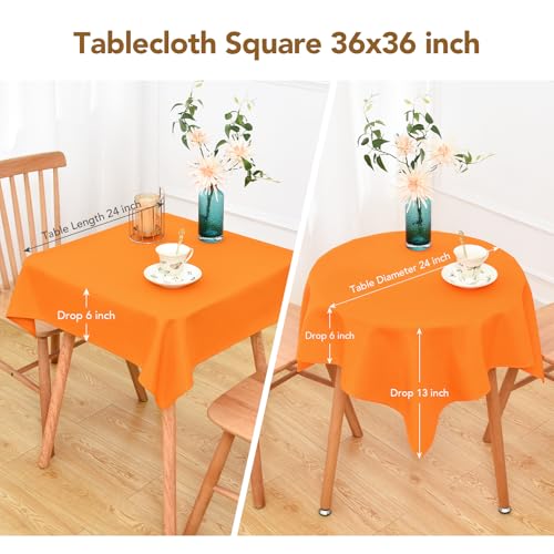 Orange Small Square Tablecloth 36 x 36 Inch Washable for Table Decor - Variation of THIS listing