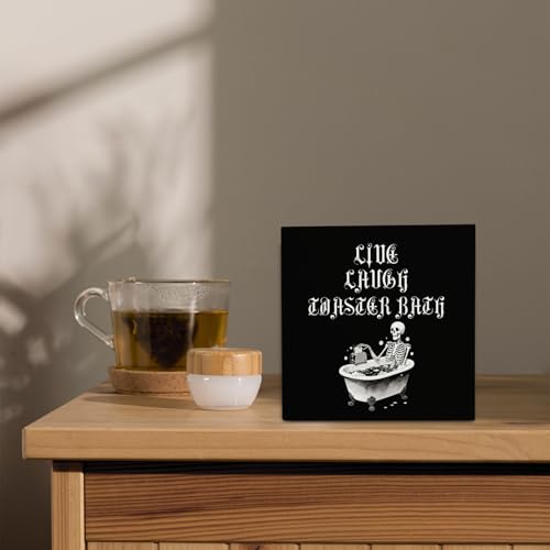 Dark Academia Skeleton Wooden Sign Decor - Funny Gothic Bathroom Wall Art