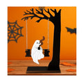 Halloween Tree Decor with Swinging Ghost - Black Halloween Tabletop Accent