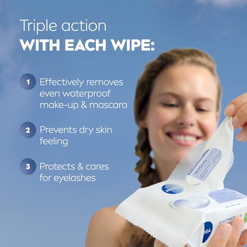 NIVEA 3-in-1 Refreshing Face Cleansing Wipes for Normal & Combination Skin