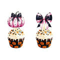 Halloween Cupcake Toppers Set - Pumpkin & Bow Cake Decorations, 36 Pcs