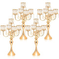 Gold Square Crystal Candle Holder 5 Arm Candelabra 22 Inch Wedding Centerpiece - Variation of Square-Crystal Bowl