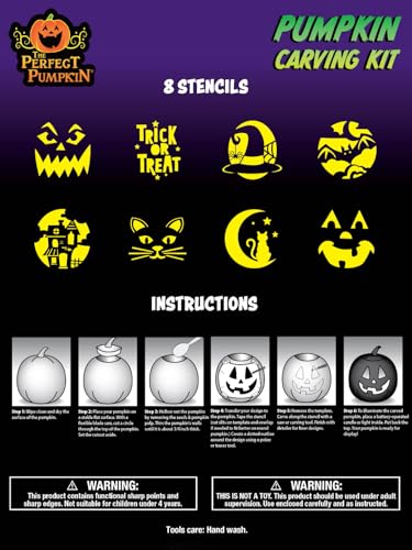 Pumpkin Carving Kit with 8 Stencils - Includes Tools & Templates - Variation 5