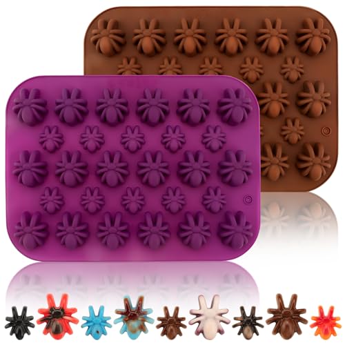 Halloween Silicone Mold 2-Pack Spider-Shaped Cake & Candy Molds, Food Grade Non-Stick, 28 Cavities