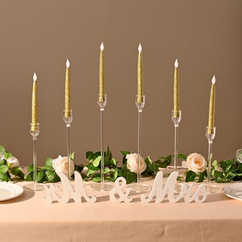 18-Pack Clear Acrylic Candle Holders for Wedding Centerpieces - Variations of 18 & Clear