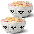 Skeleton Skull Halloween Candy Bowls Set - White Plastic Party Dish with Variation