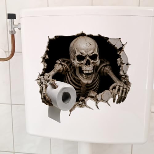 Halloween Toilet Lid Stickers 3D Skeleton Wall Decals - Halloween-3