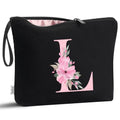Large Black Personalized Makeup Bag for Women - Gift for Bridesmaid & Mom - Variation 02-Black / L