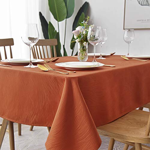 Maxmill Jacquard Water-Resistant Tablecloth 140x60 Inch Rust Swirl Design