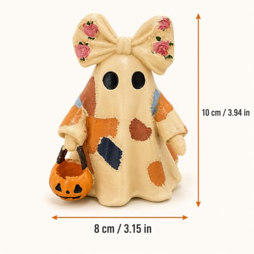 Halloween Ghost Night Light Statue with Pumpkin Basket - Style 1