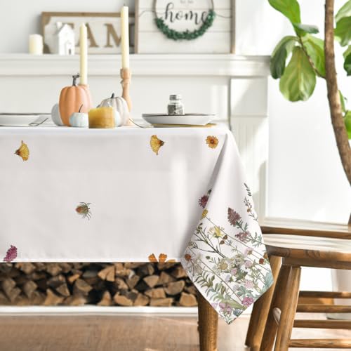 Horaldaily Fall Tablecloth 60 x 84 Inch Rectangular Beige Autumn Decor