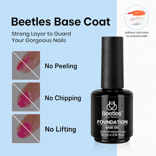 Beetles Builder Gel for Nails with Base & Top Coat Set - Clear 3Pcs C-Clear-3