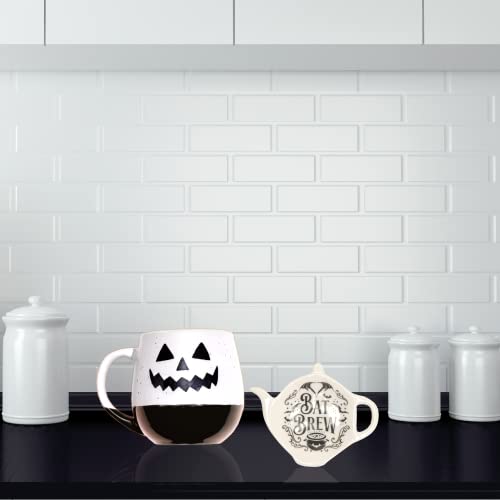 Ceramic Spooky Bat Spoon Holder - Halloween Kitchen Decor, Black