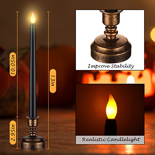 Halloween Black Flameless Candles with Gold Base - 16 Pcs