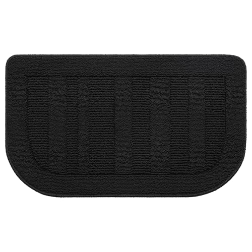 Non Slip Washable Kitchen Rug 30x18 Inch - Black, Semicircular Variation