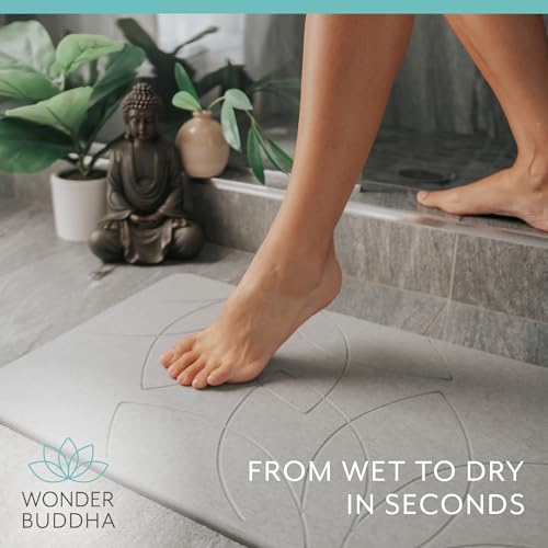 Diatomaceous Earth Bath Mat with Non-Slip Backing - Palm Pattern, Quick Dry, 26.6" x 15.3"