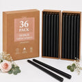 Black Taper Candle Set - 36 Unscented 10 Inch Dripless Candles for Weddings