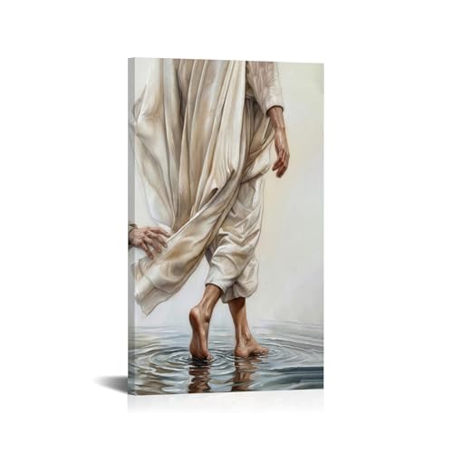 Jesus Walking Canvas Wall Art - 24"L x 16"W 3D Religious Christian Decor