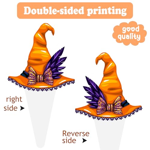 48Pcs Witch Hat Cupcake Toppers Halloween Party Decorations - Witch Hat Theme