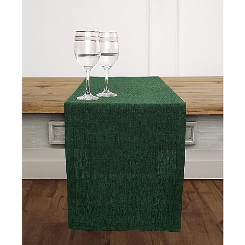 Linen Table Runner Forest Green 14x156 Inches - Elegant Home Decor