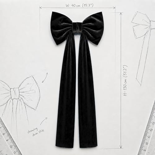Black Velvet Christmas Bow - Large 52x16 Inch Holiday & Wedding Decor