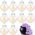 12 Pcs 3.15 Inch Iridescent Plastic Christmas Ornaments Balls - Variation of 3.15 Inch / 12