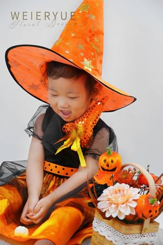 Halloween Decor Artificial Black Roses with Pumpkins Box Set - All Saints' Day Orange Pumpkin Variation