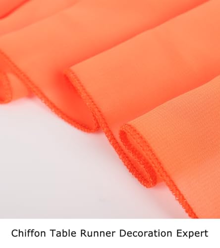 Burnt Orange Chiffon Table Runner 29x120 Inches - Rustic Wedding & Holiday Decor - Lightweight & Drapable | Each