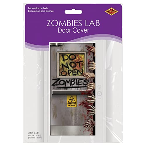 Zombie Lab Door Covers - 2 Pieces Halloween Scary Haunted Door Decor - 5ft x 30in Variation of Halloween / Zombies Lab