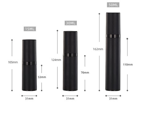 3 Pack Black Airless Pump Bottle Travel Lotion Bottles Cosmetic Cream Bottle Vacuum Pump Bottles Makeup Dispenser Container (30ml/1oz)