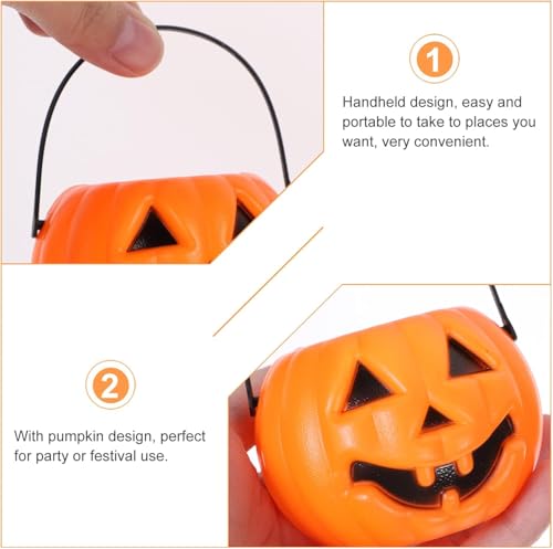 20PCS Mini Halloween Pumpkin Buckets - Plastic Trick or Treat Candy Buckets