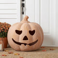 NUPTIO Handmade Terracotta Pumpkin Lantern - Medium 9.8" H Fall Halloween Decor