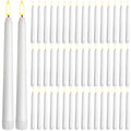50 Pcs Flameless Taper Candles Bulk Battery Operated 8.5 Inch - White