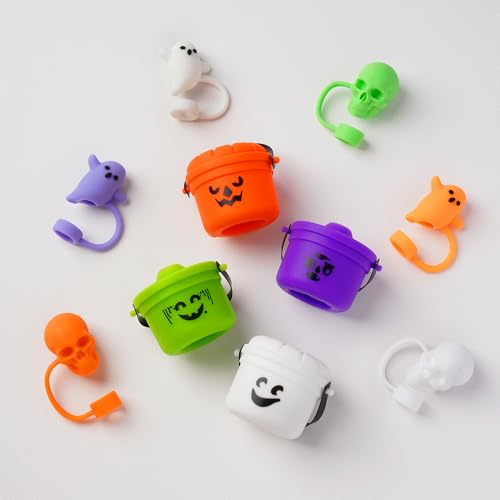 Halloween Ghost Skull Straw Cover for 30 & 40 OZ Cups - Purple Variation