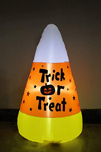 Halloween Inflatable Candy Corn Yard Decor - 4 Ft Tall with LED Lights, Self-Inflates