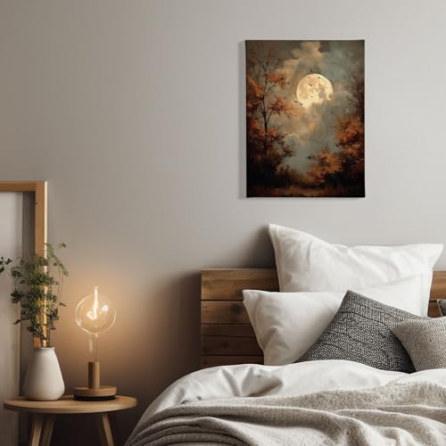 Halloween Spooky Full Moon Forest Wall Art Canvas - 11x14 Variation B