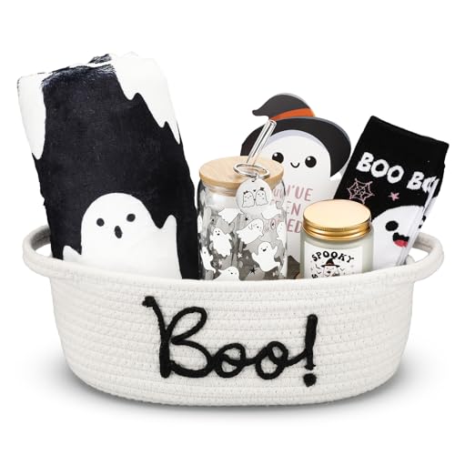 Mindsoft 7 Pcs Halloween Boo Basket Gifts Set - White Ghost Style