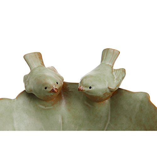 MyGift Green Ceramic 2 Bird Decorative Serving Bowl - Jewelry & Candy Tray