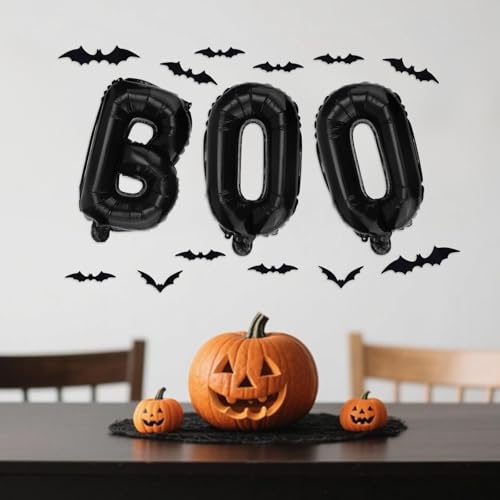 Halloween Balloons and 3D Bat Decor Set - Spooky Party Supplies