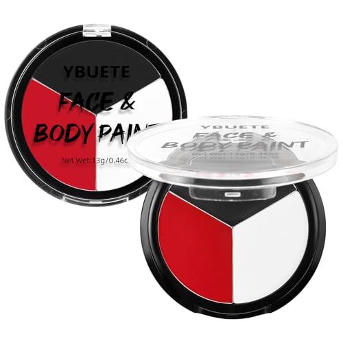 Halloween Body Paint Palette - Black, Red, White Oil-Based Makeup Set for Cosplay & Special Effects