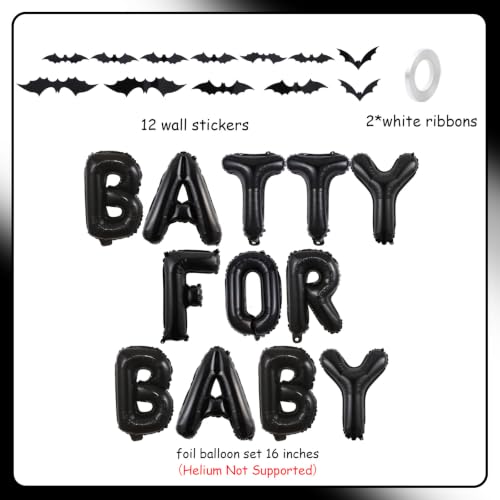 Gothic Halloween Baby Shower Decorations Bat Balloon Banner Set